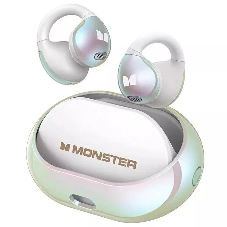 Monster Ear Clip Bluetooth TB 5.4 TWS Earbuds with HD Stereo & AI Noise Canceling