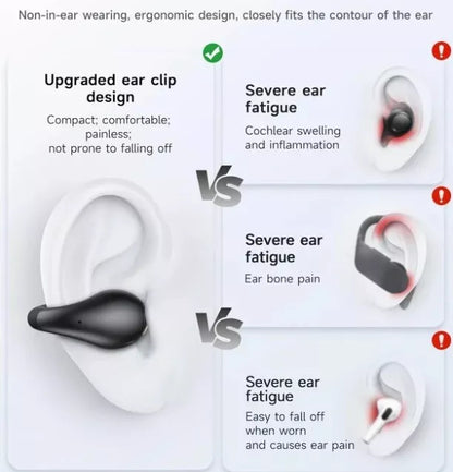 Monster Ear Clip Bluetooth TB 5.4 TWS Earbuds with HD Stereo & AI Noise Canceling