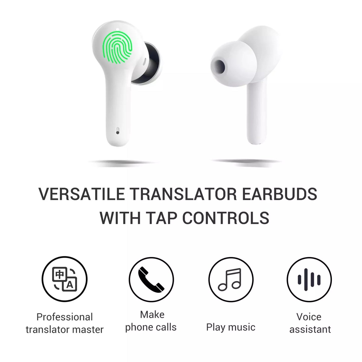 TRANSLATION TWS 5.0 Wireless Earbuds with Real-Time Speech-to-Text Transcription & Translation