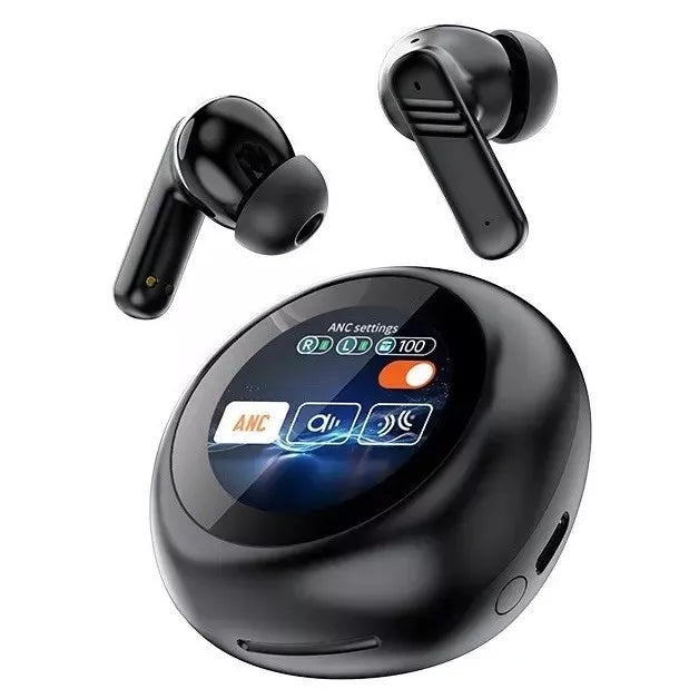 TWS Wireless Earphones, 24h, Round LED Touch, BT V5.4, ANC+ENC, Equalizer, IPX5