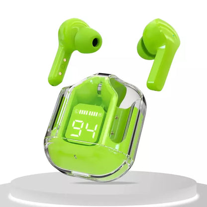 TWS Wireless Earbuds, 4Hr, BT 5.3, Stereo Sound, LED Display, Transparent, Waterproof