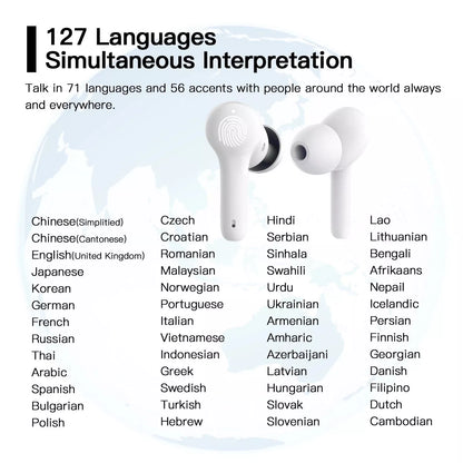 TRANSLATION TWS 5.0 Wireless Earbuds with Real-Time Speech-to-Text Transcription & Translation