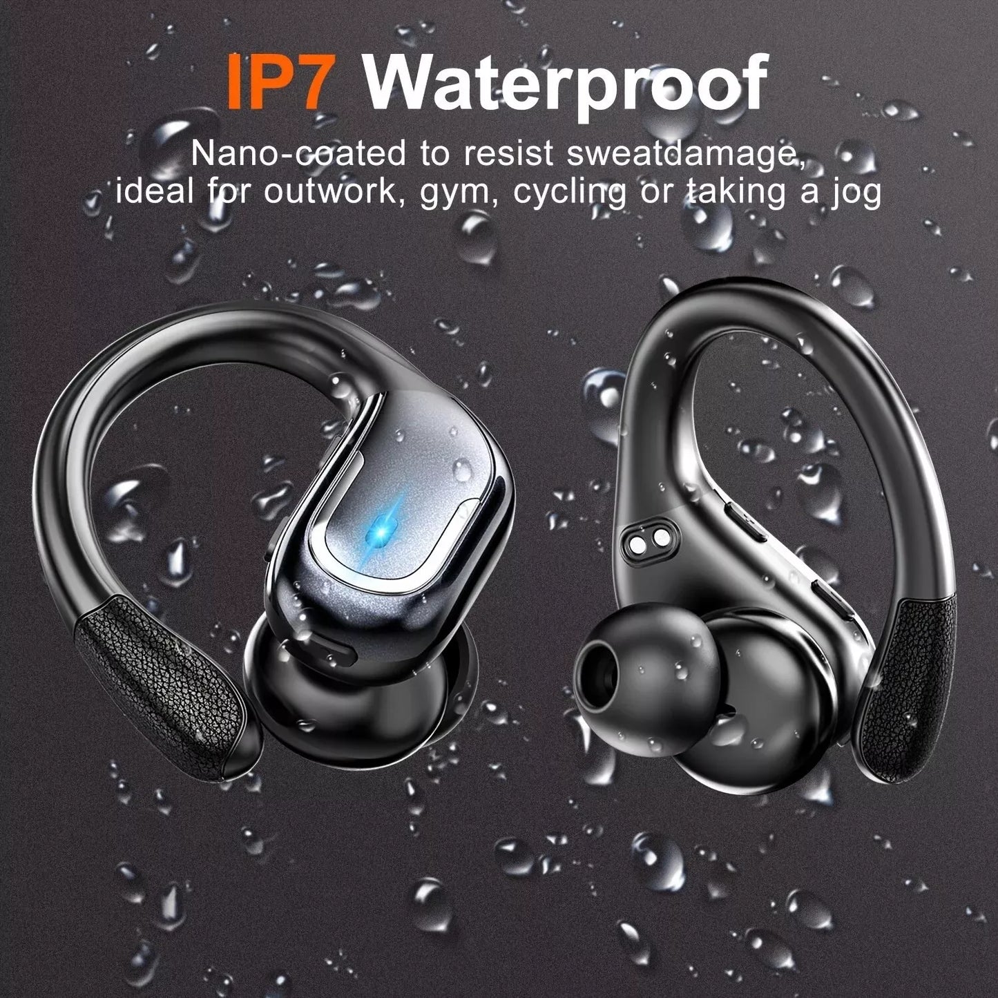 TWS 2024 LED EARBUDS SPORTS 54H, IPX7 Waterproof, V5.3 Wireless noise cancel