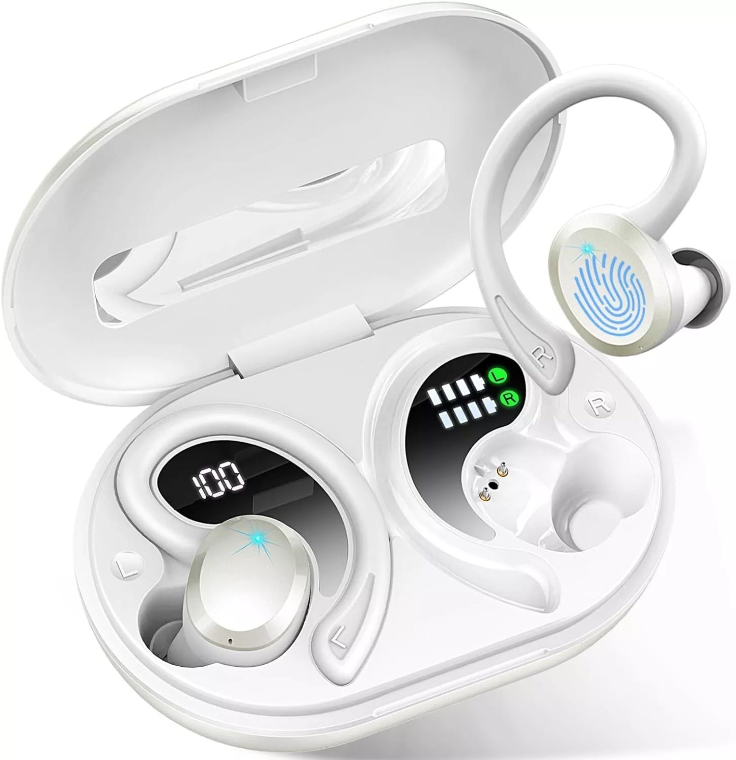 TWS 56hr Sport Earbuds, LED, BT 5.3, Waterproof, Noise Cancelling & Wireless Charging