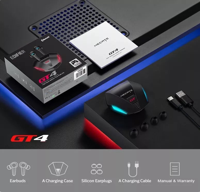 Edifier GT4 TWS Gaming Earbuds, Bluetooth V5.2, 45ms Low Latency