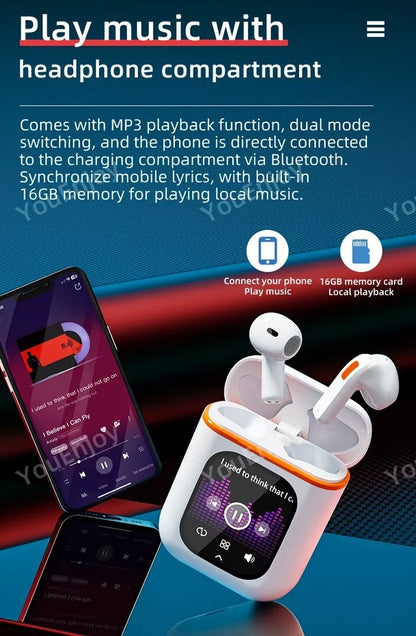 SMART App TWS Earbuds 16GB, LED Touch, V5.4, Mic, Bass, ANC