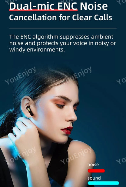 SMART App TWS Earbuds 16GB, LED Touch, V5.4, Mic, Bass, ANC