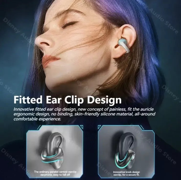 Monster Ear Clip Bluetooth TB 5.4 TWS Earbuds with HD Stereo & AI Noise Canceling