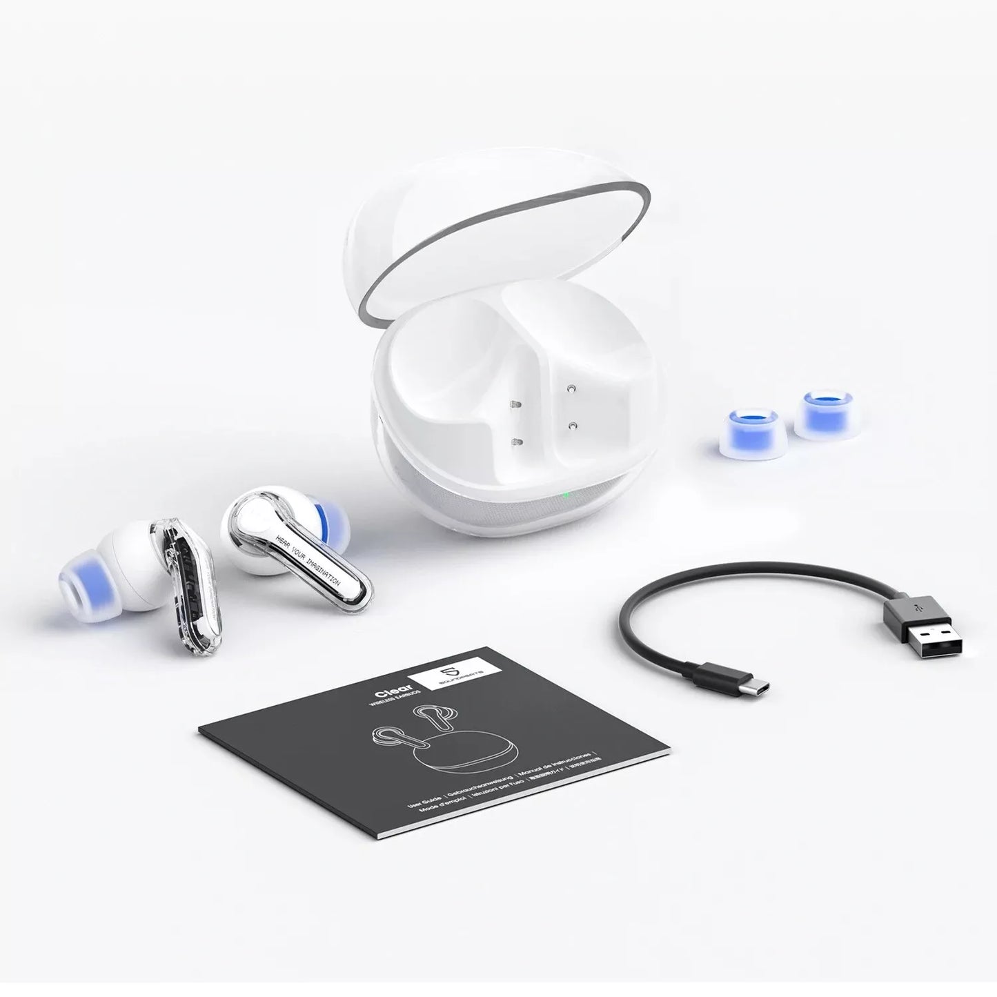 SoundPEATS Clear Wireless Earbuds, Bluetooth V5.3, 12mm Drivers, 2 Mics, ENC, IPX4