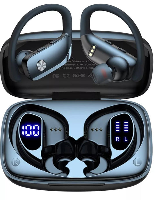 Wireless Earbuds, Bluetooth 5.3, 48hrs, LED Display, IPX8 SPORT